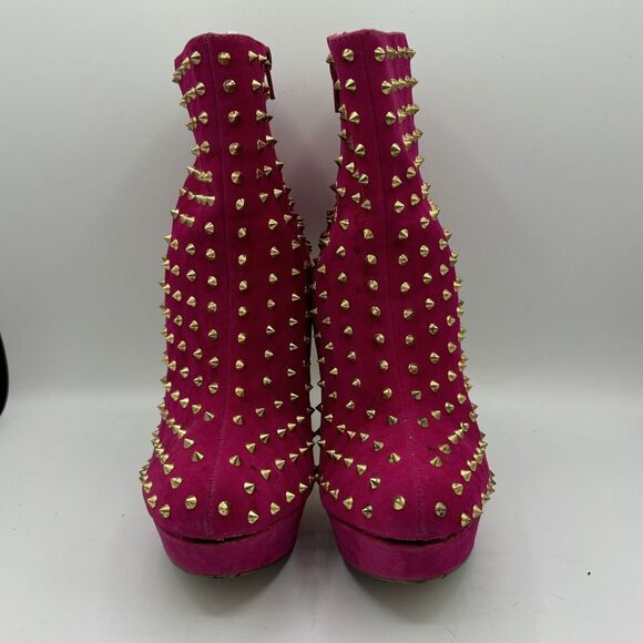 Goldfish Women Sz 9-9.5M Pink Stiletto 5" Hi Heels Shoes Spike Dancer Glam Rock - Picture 2 of 7